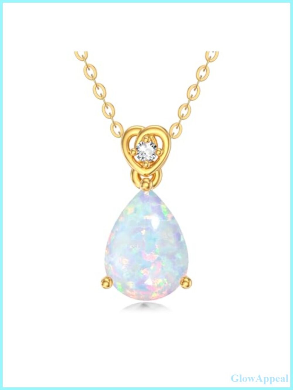14k Yellow Gold Pear Opal Pendant Necklace 2Ct Teardrop Created Opal